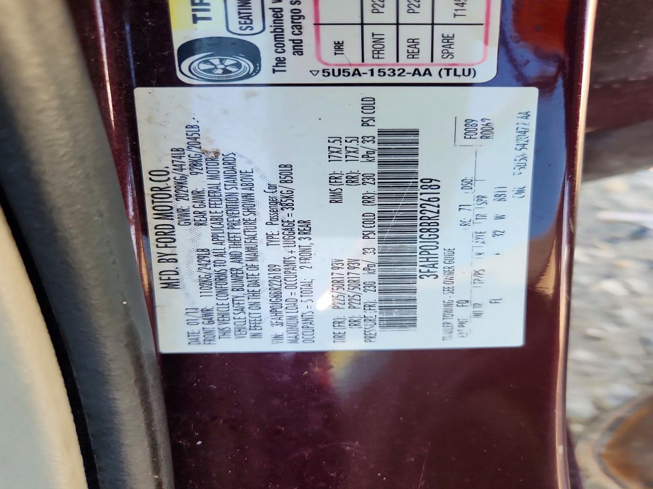 2011 FORD FUSION
