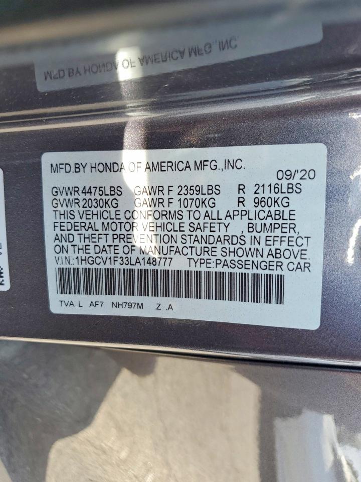 2020 HONDA ACCORD