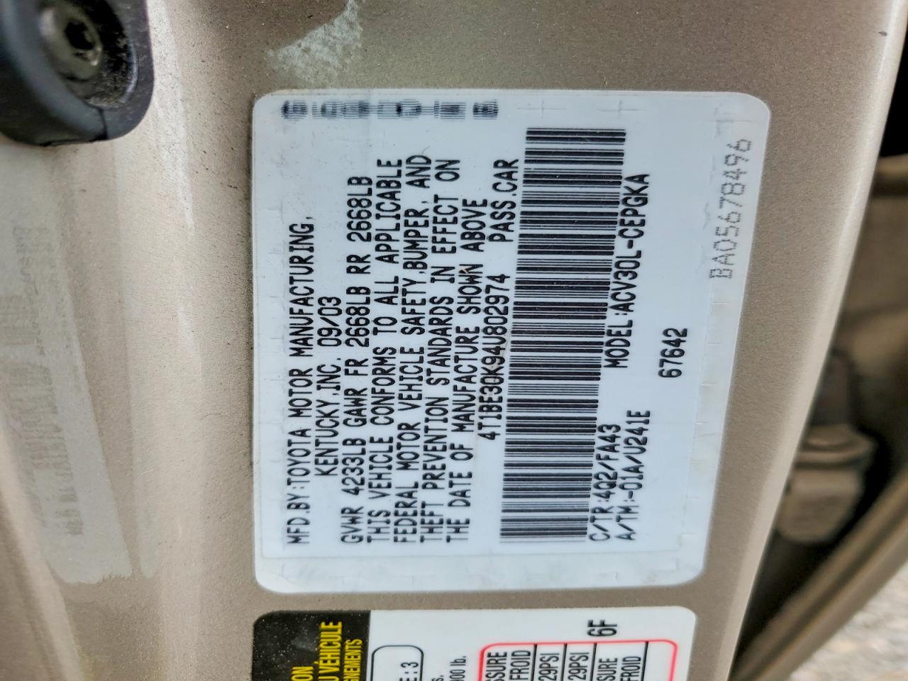 2004 TOYOTA CAMRY
