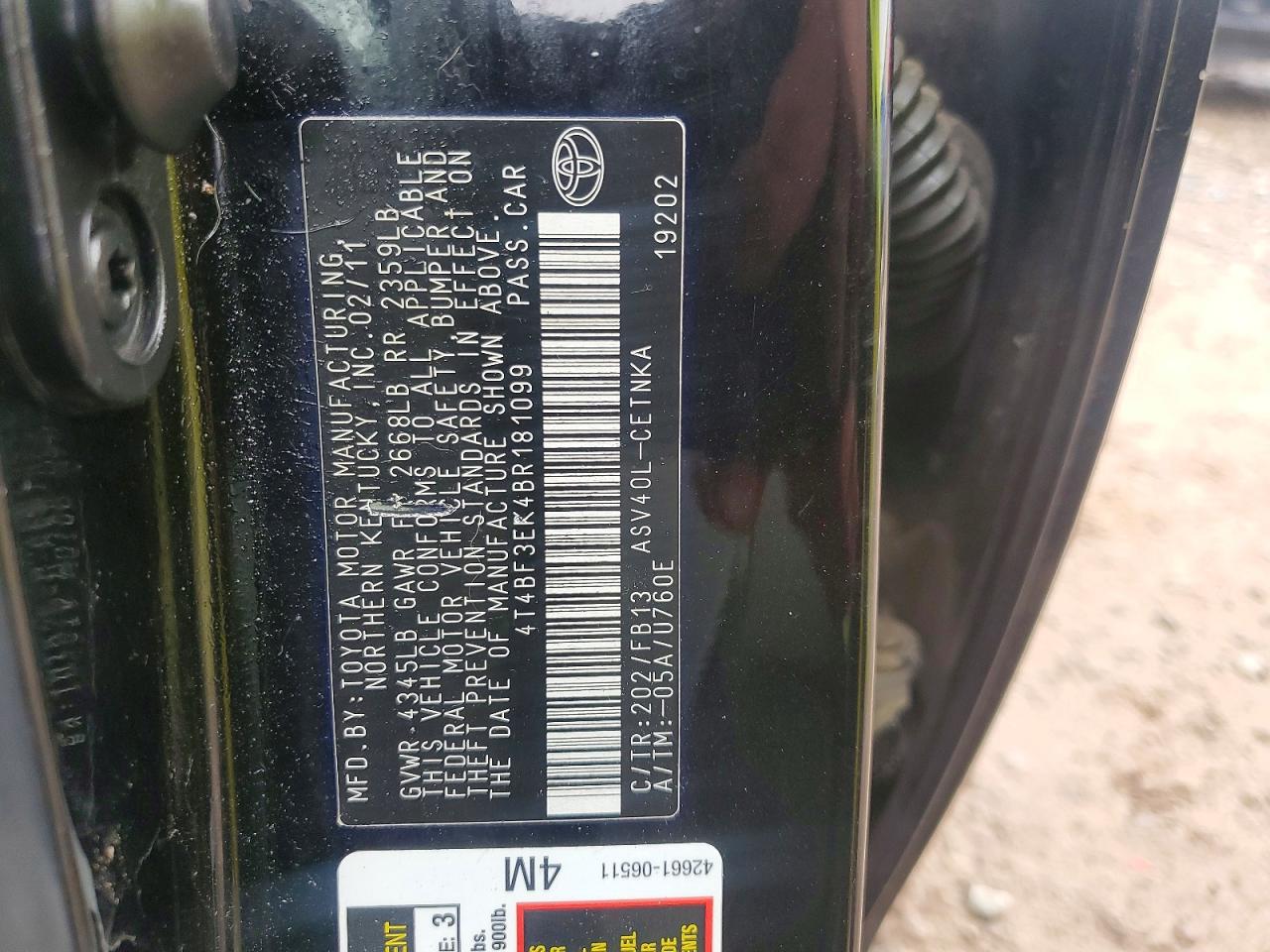 2011 TOYOTA CAMRY