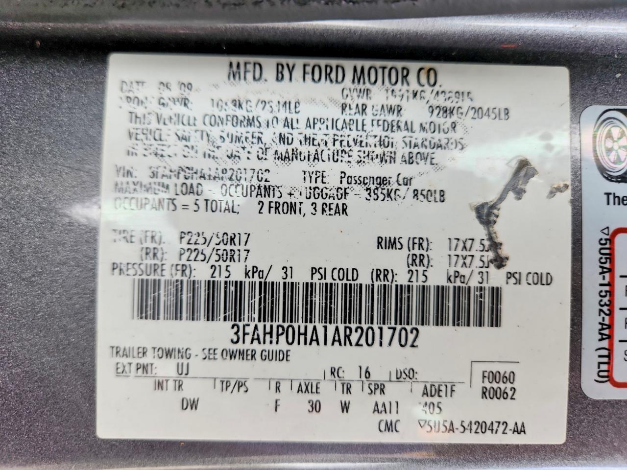 2010 FORD FUSION