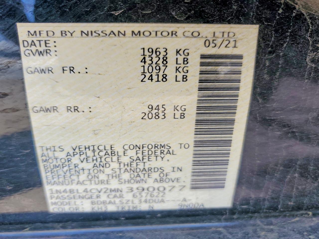 2021 NISSAN ALTIMA