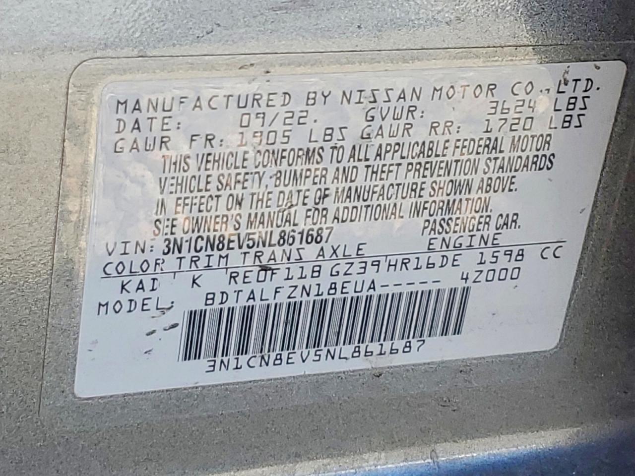 2022 NISSAN VERSA