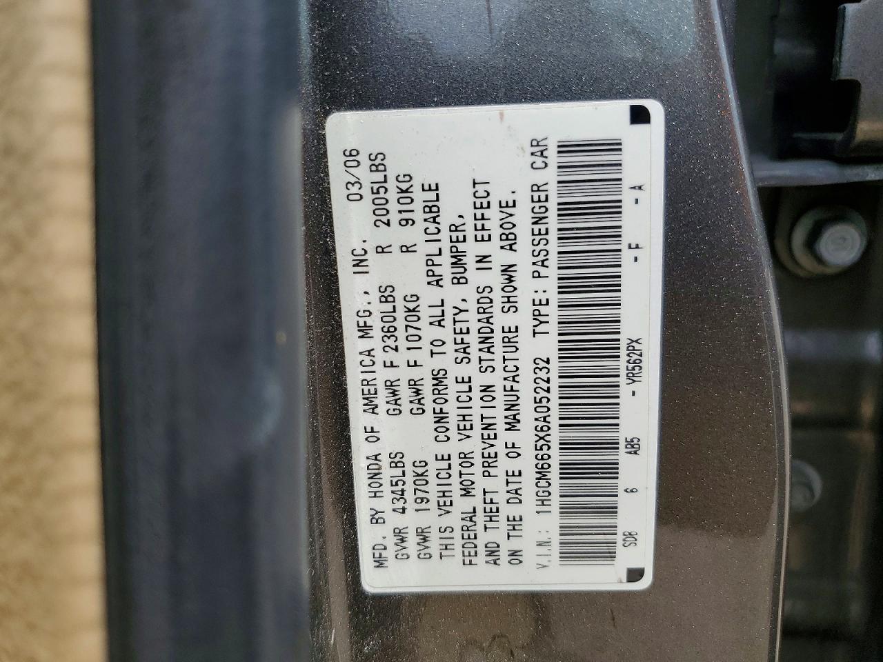 2006 HONDA ACCORD