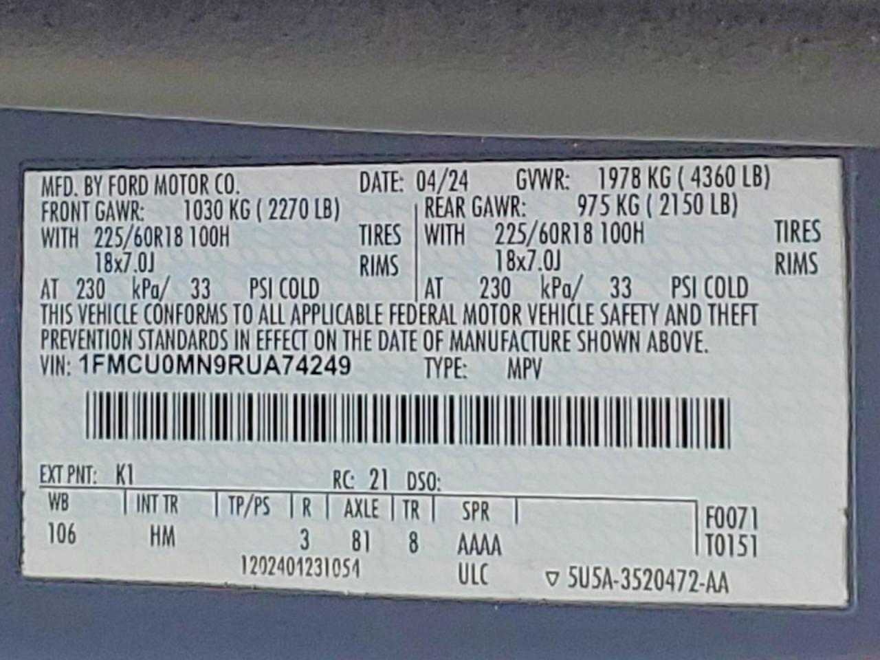 2024 FORD ESCAPE