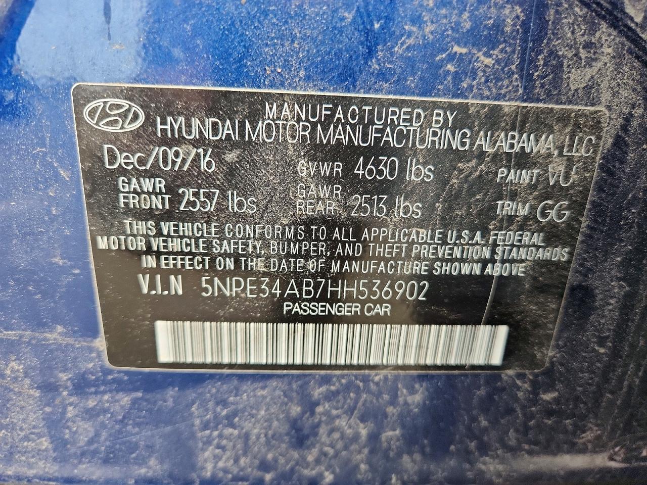 2017 HYUNDAI SONATA