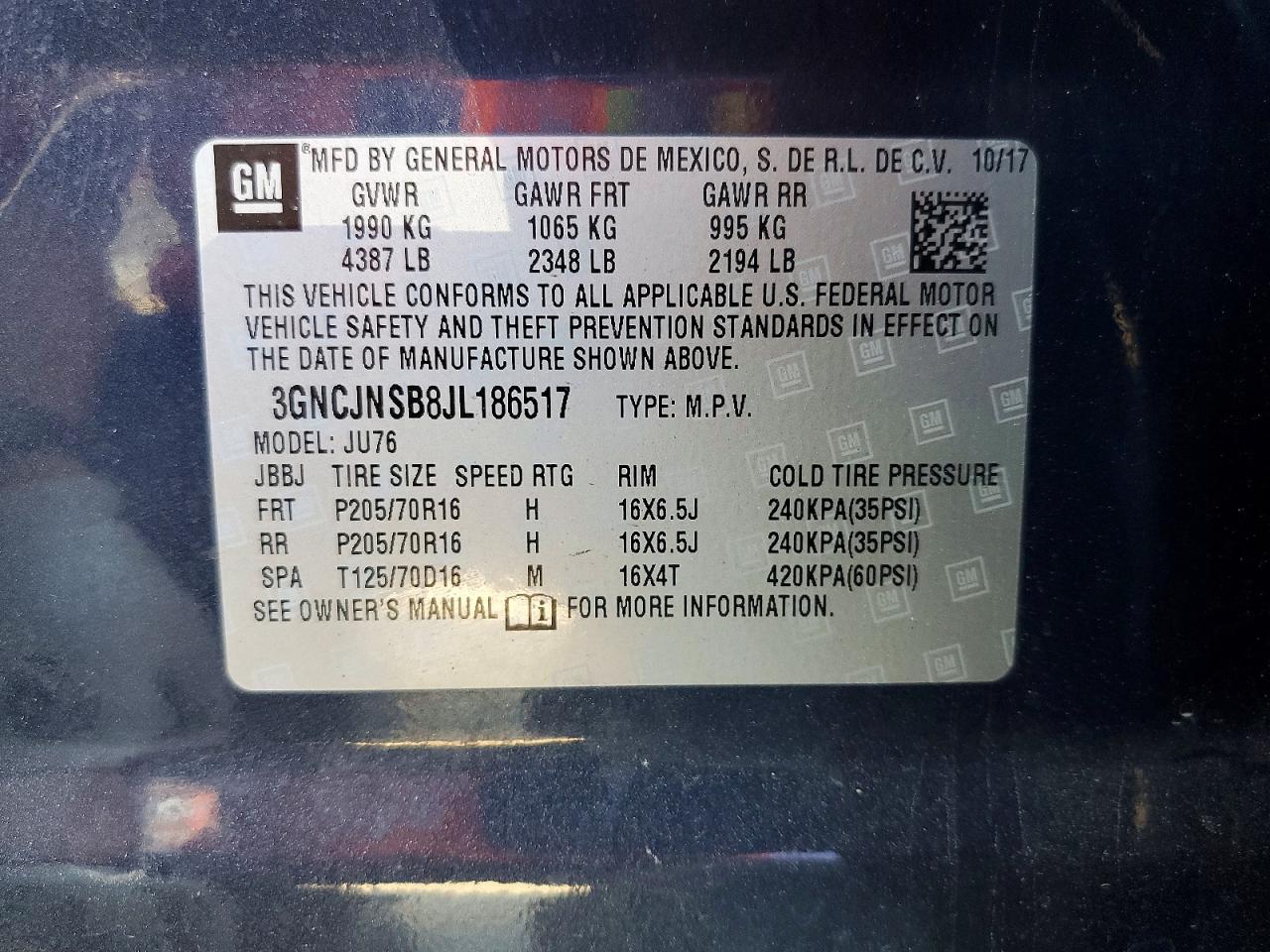 2018 CHEVROLET TRAX