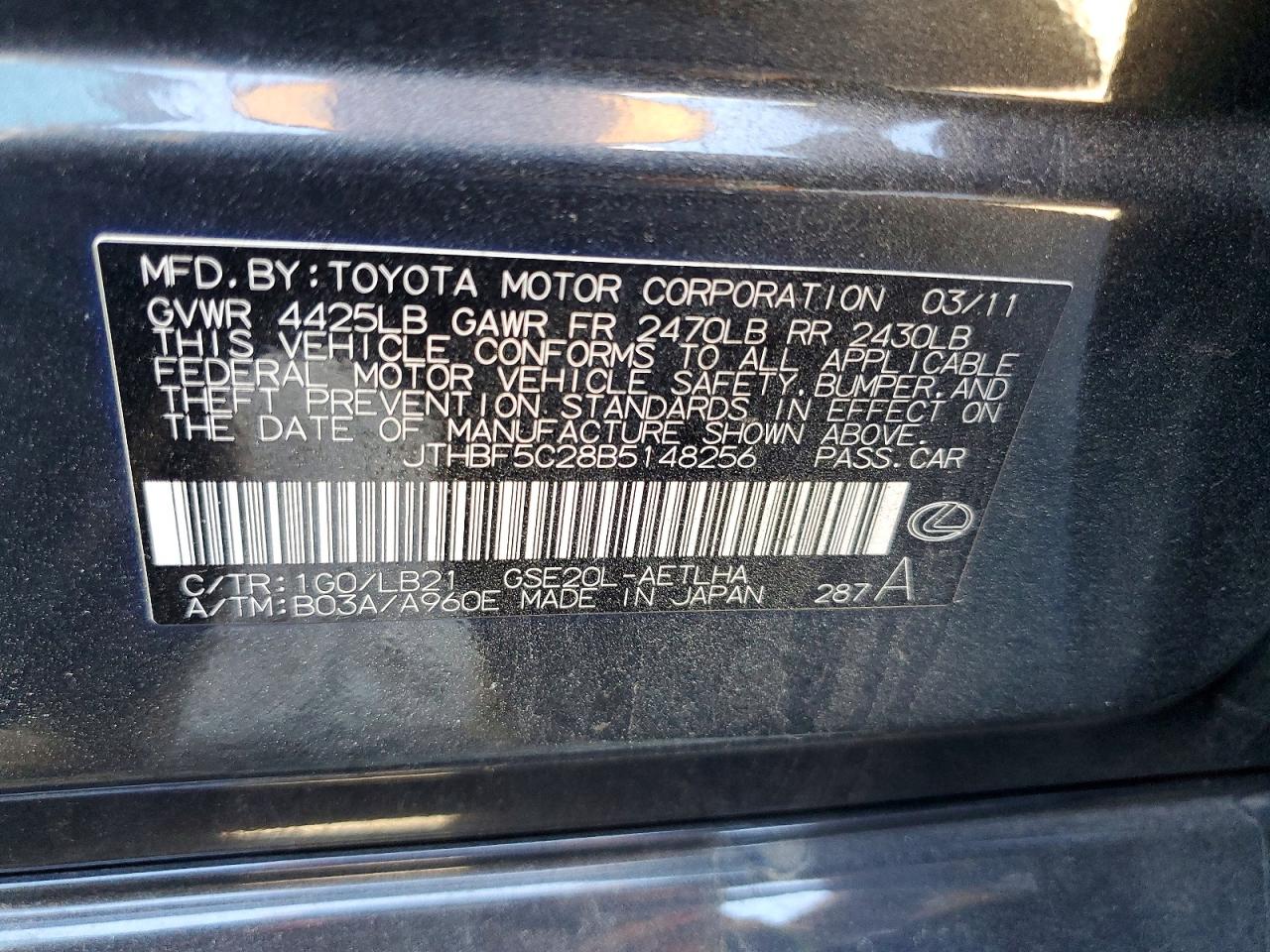 2011 LEXUS IS