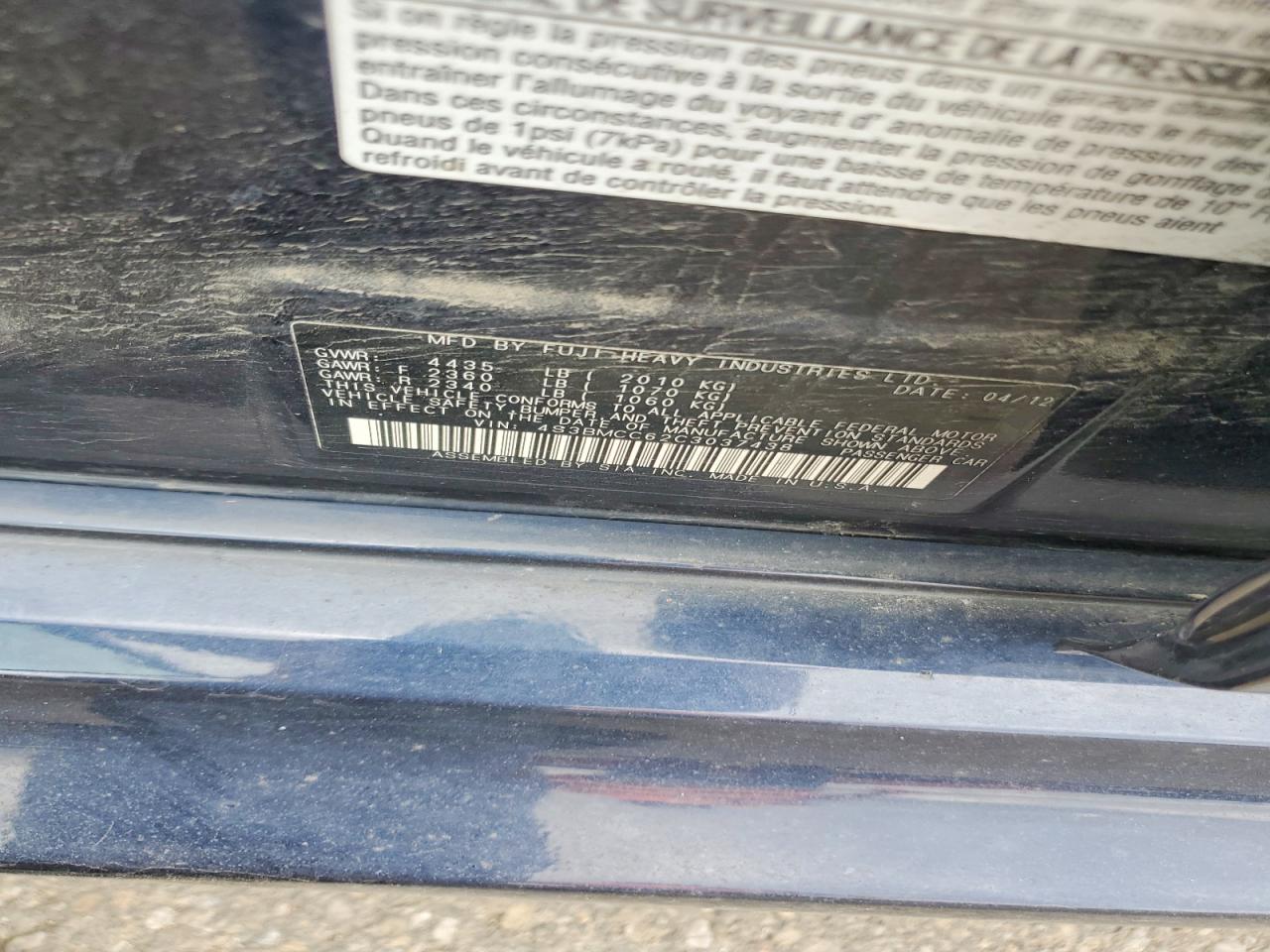 2012 SUBARU LEGACY