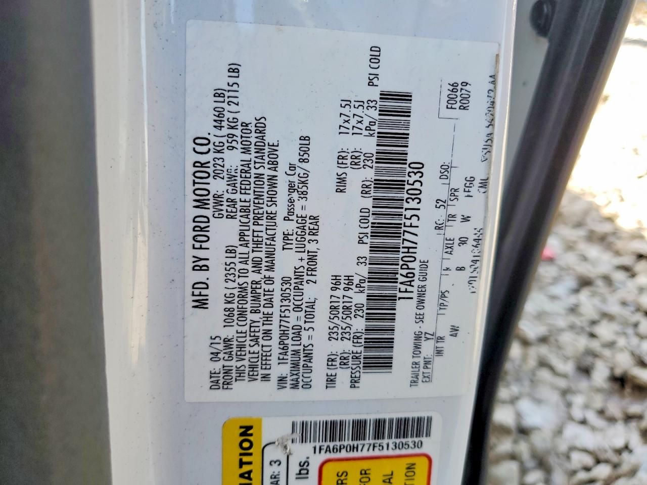 2015 FORD FUSION