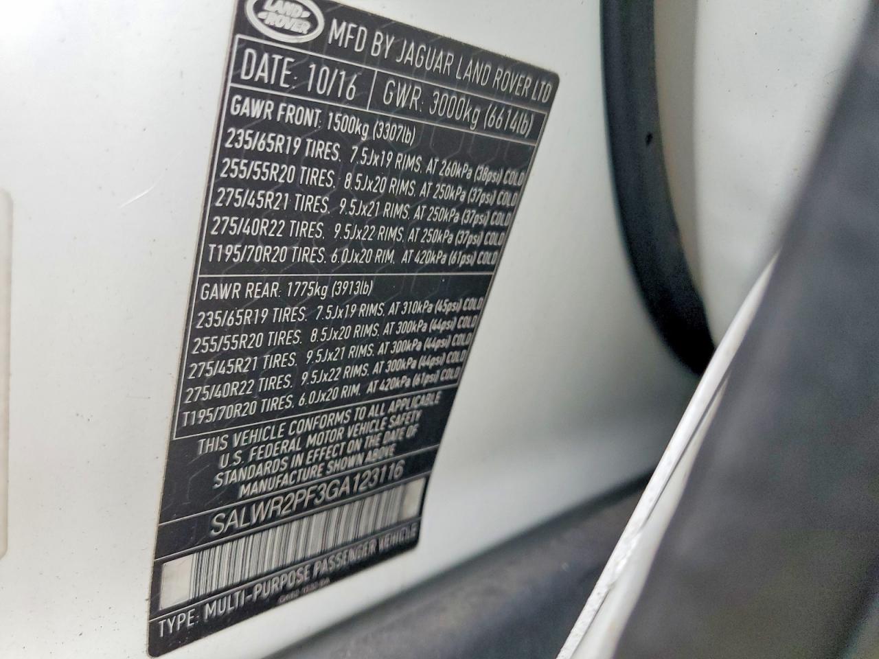 2016 LAND ROVER RANGEROVER