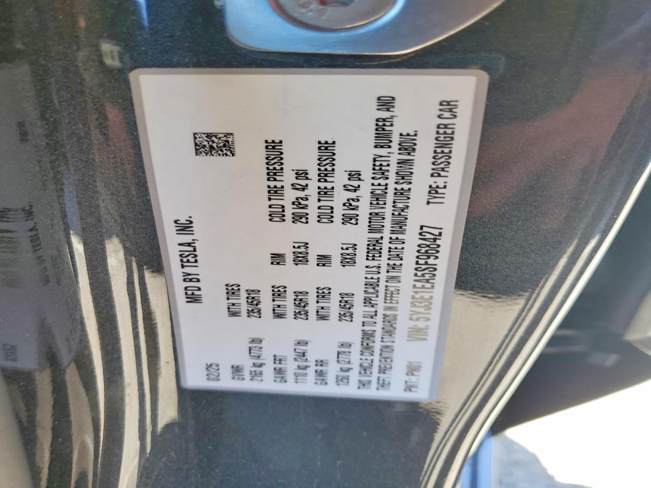 2025 TESLA MODEL 3