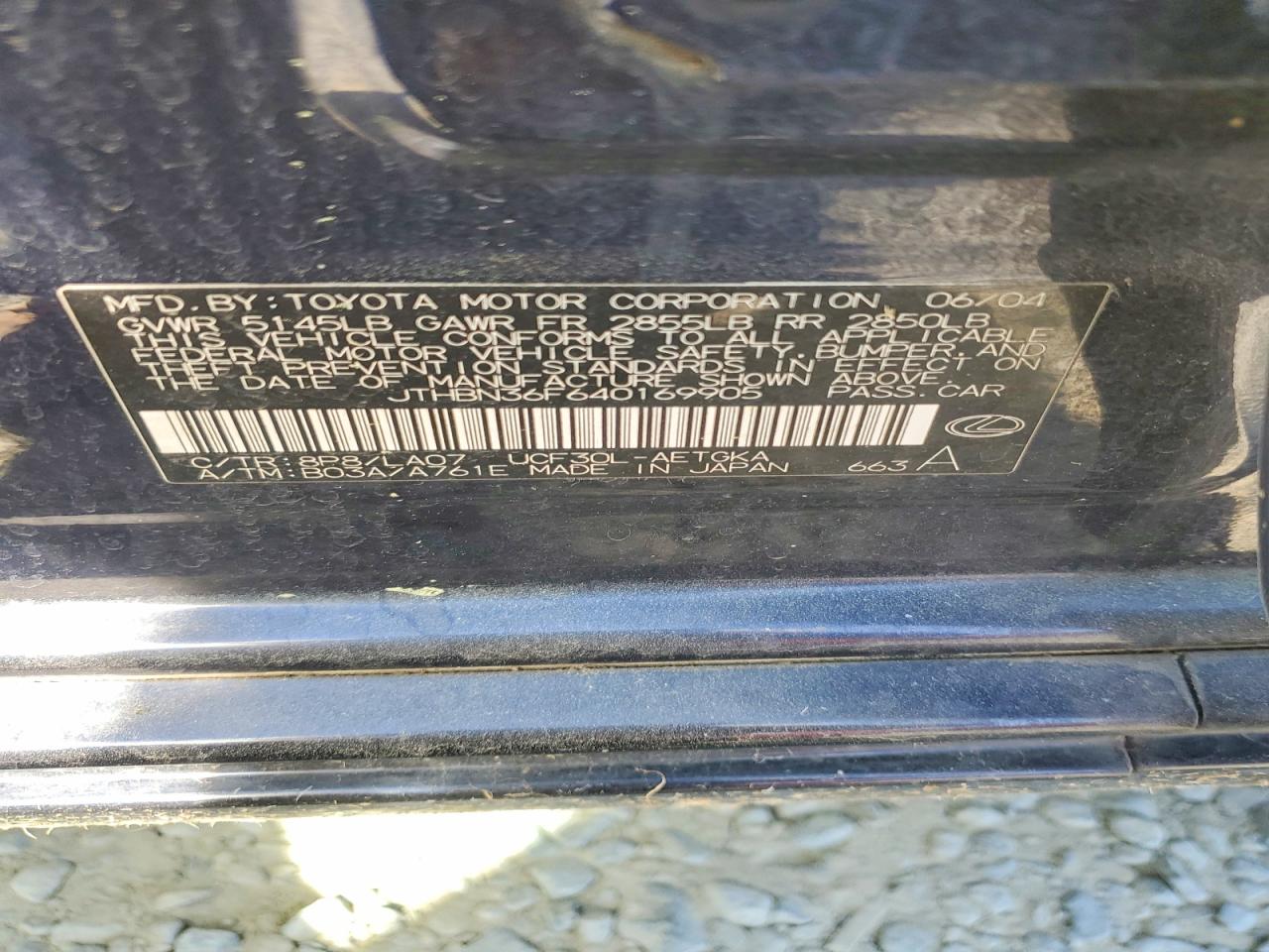 2004 LEXUS LS 430 BAS