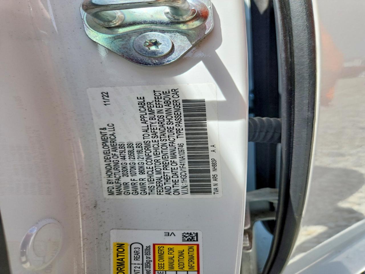 2022 HONDA ACCORD