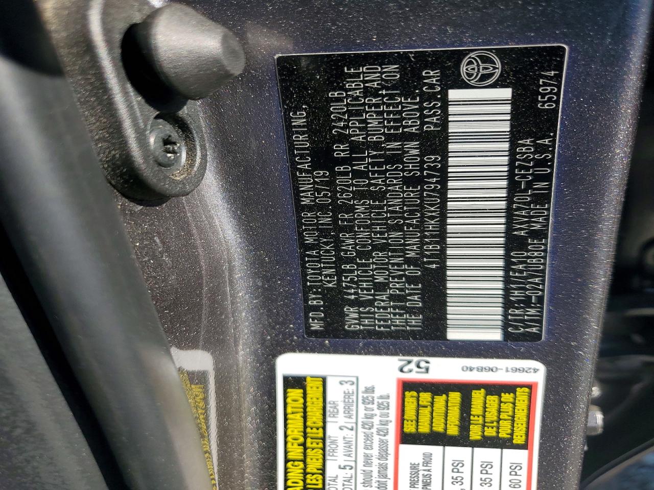 2019 TOYOTA CAMRY