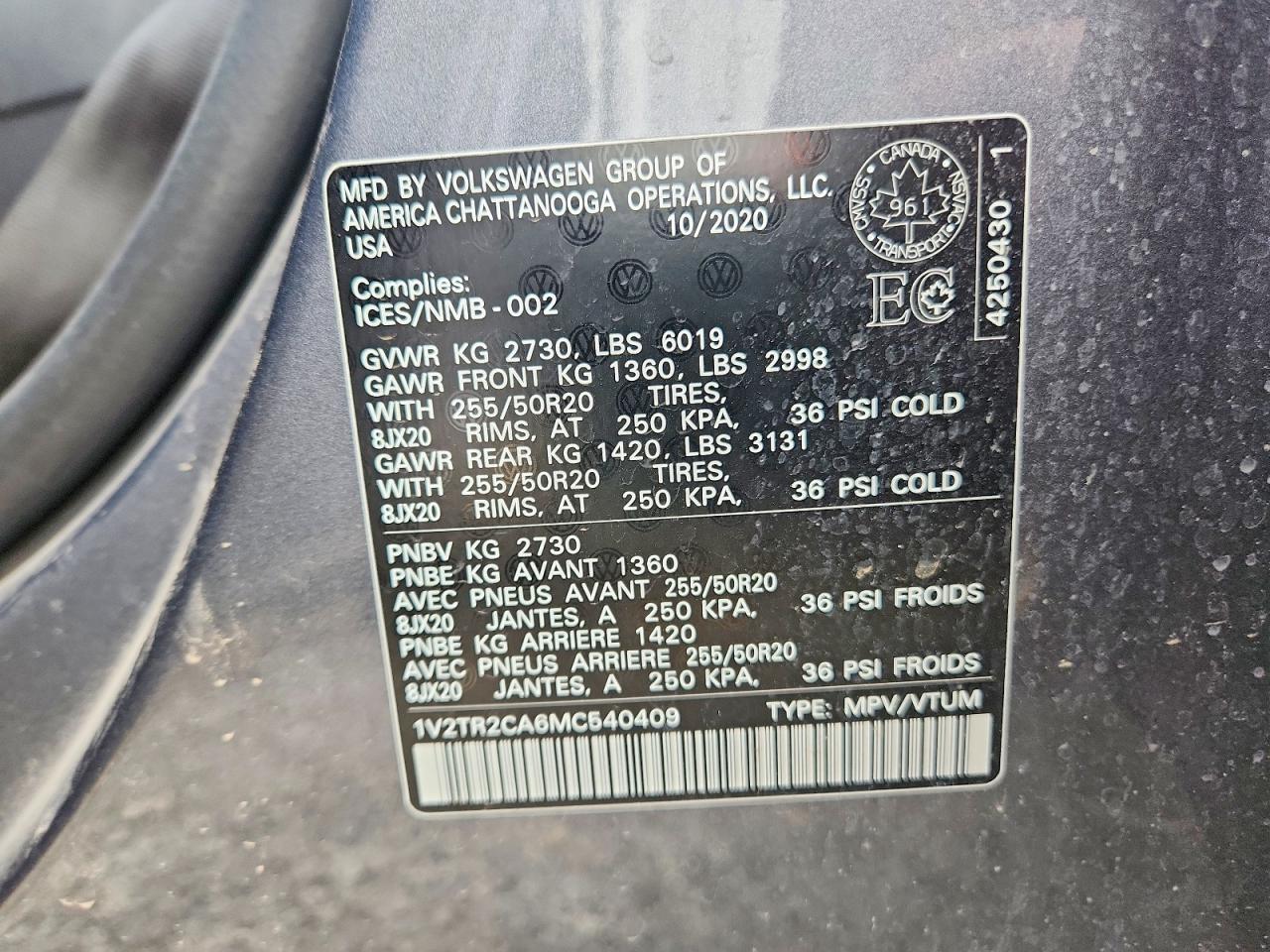2021 VOLKSWAGEN ATLAS