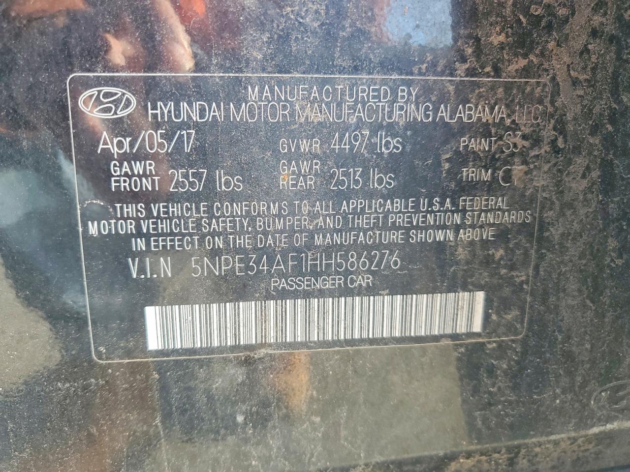 2017 HYUNDAI SONATA