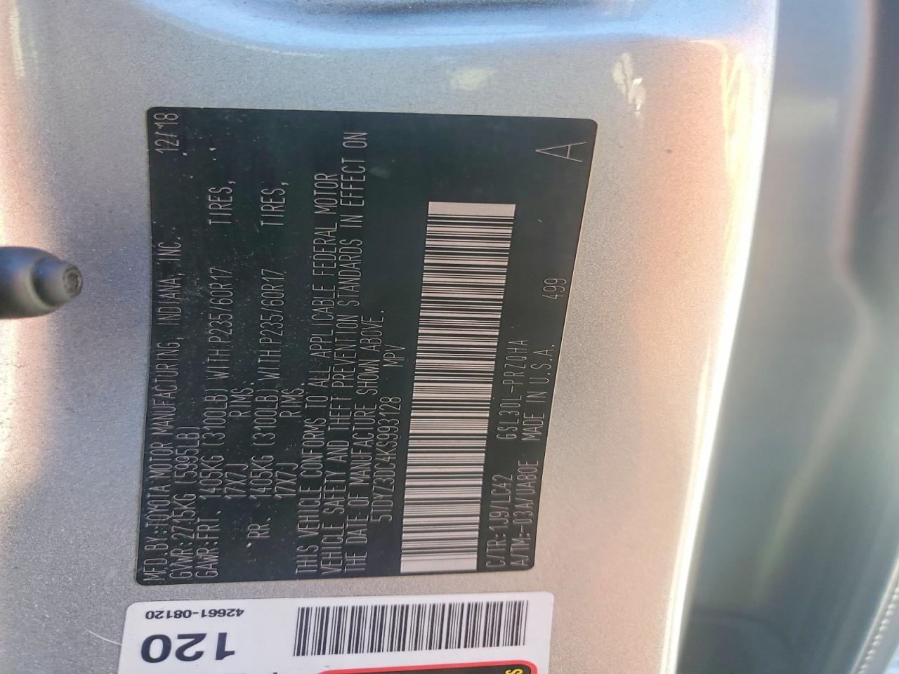 2019 TOYOTA SIENNA