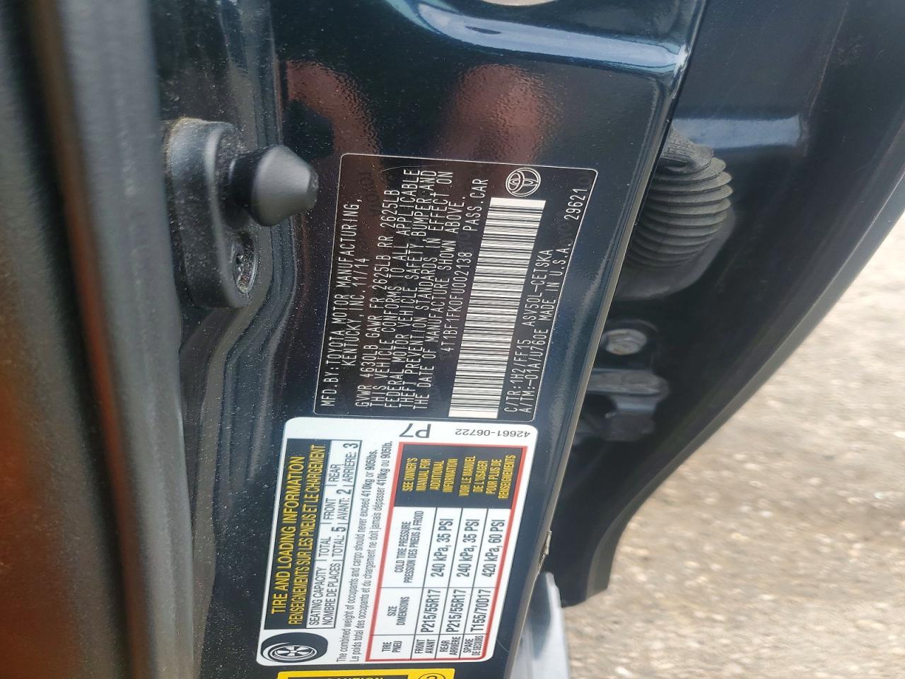 2015 TOYOTA CAMRY