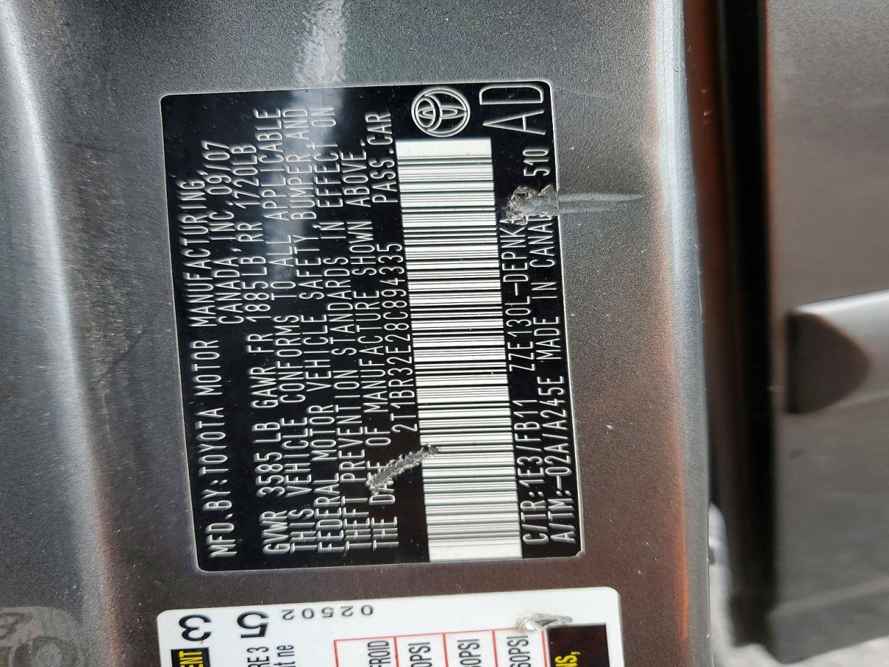 2008 TOYOTA COROLLA
