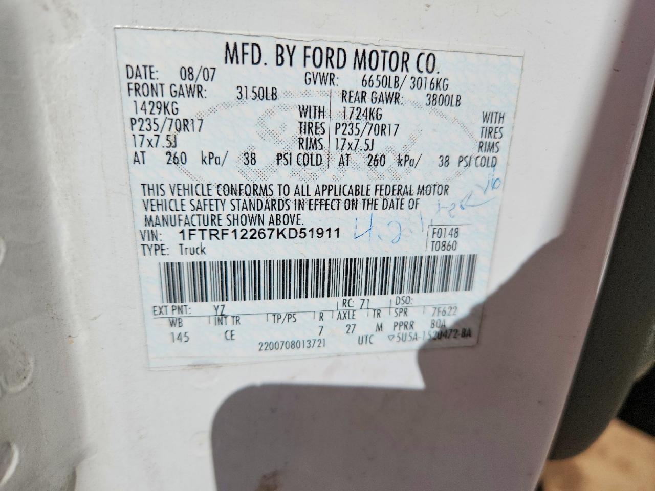 2007 FORD F150