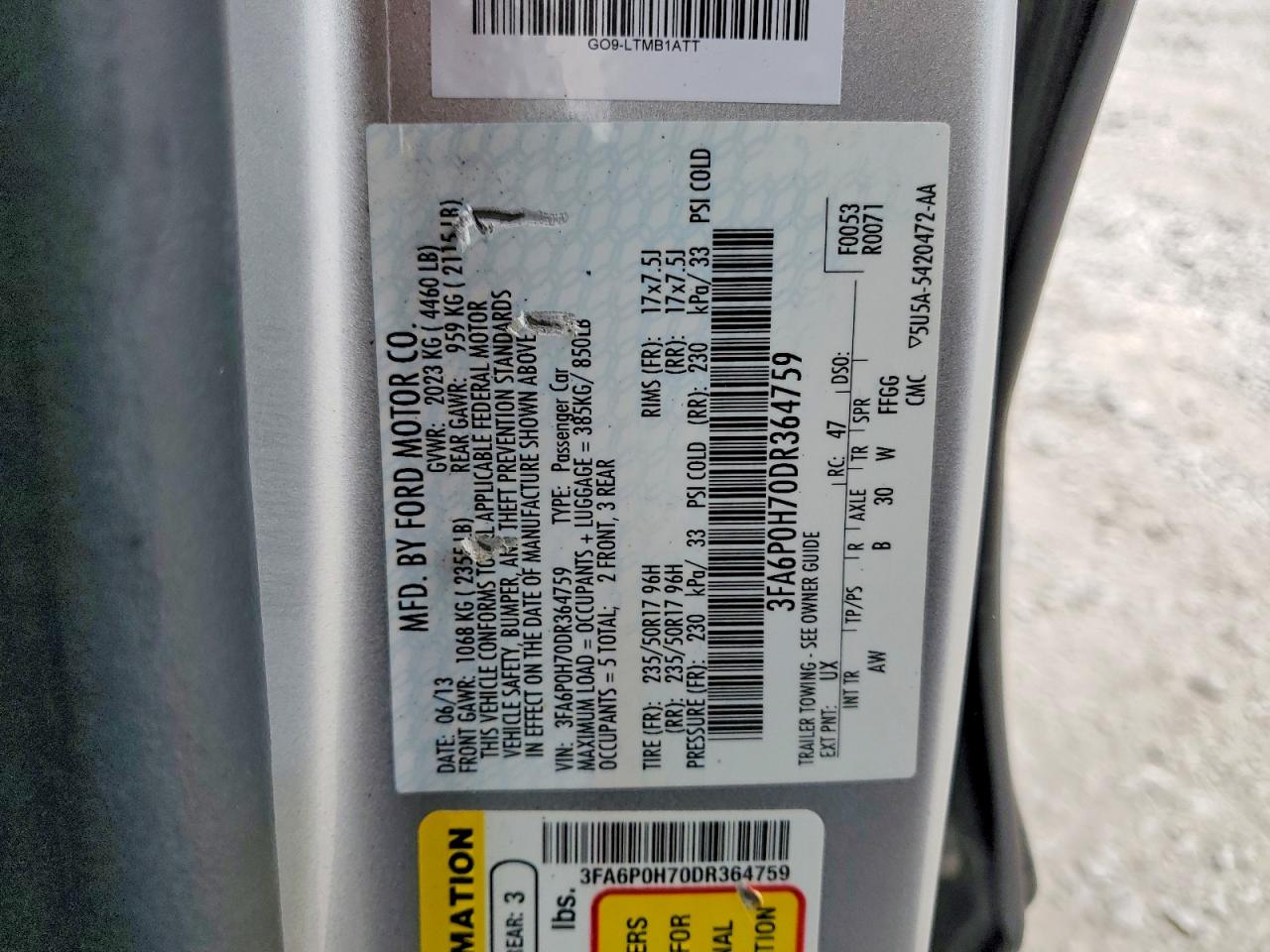 2013 FORD FUSION