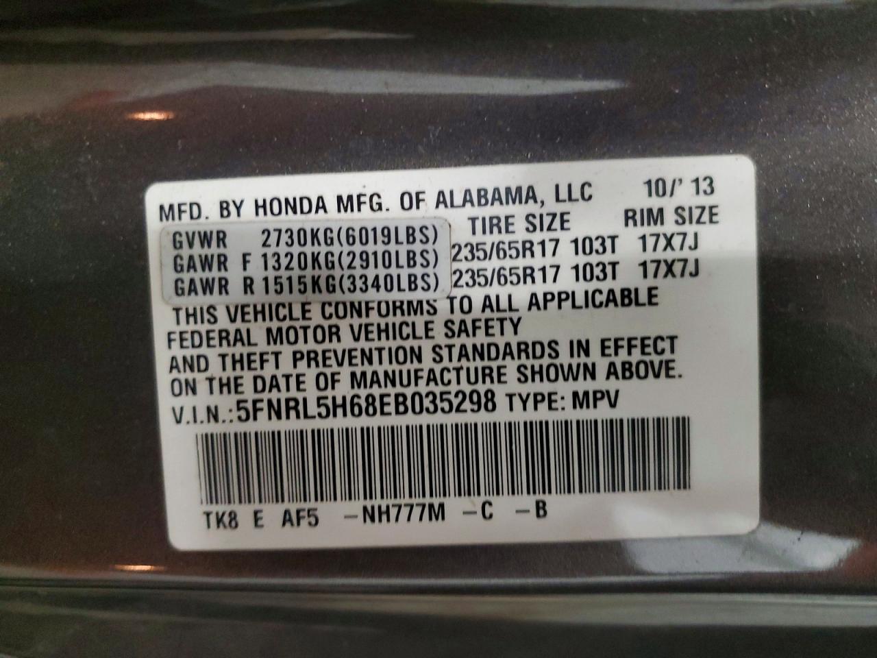 2014 HONDA ODYSSEY