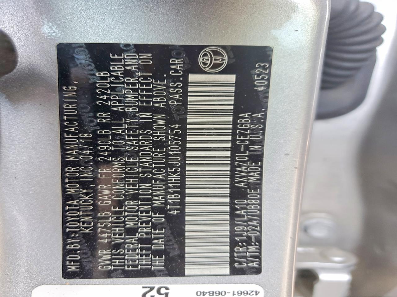 2018 TOYOTA CAMRY