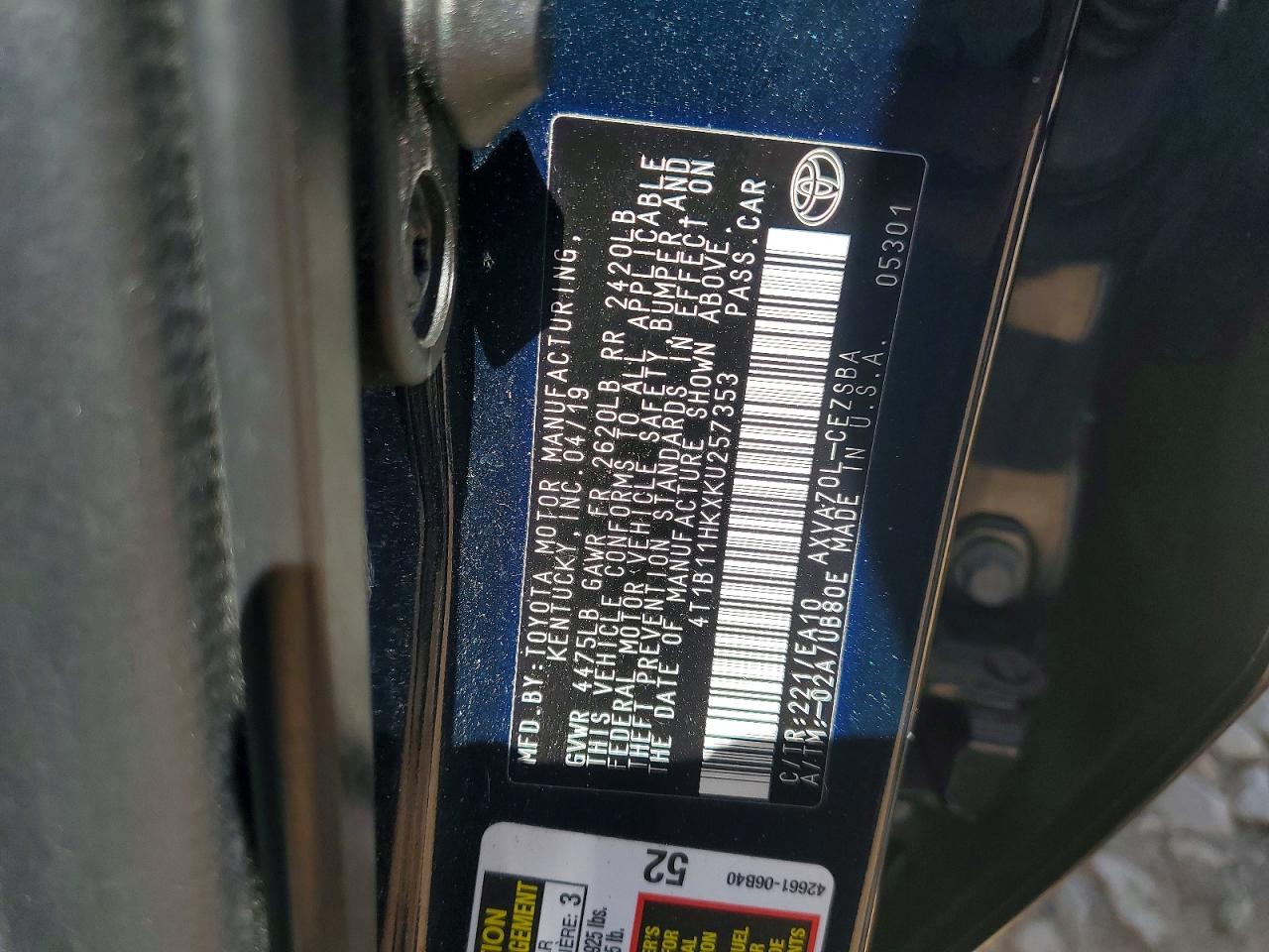 2019 TOYOTA CAMRY