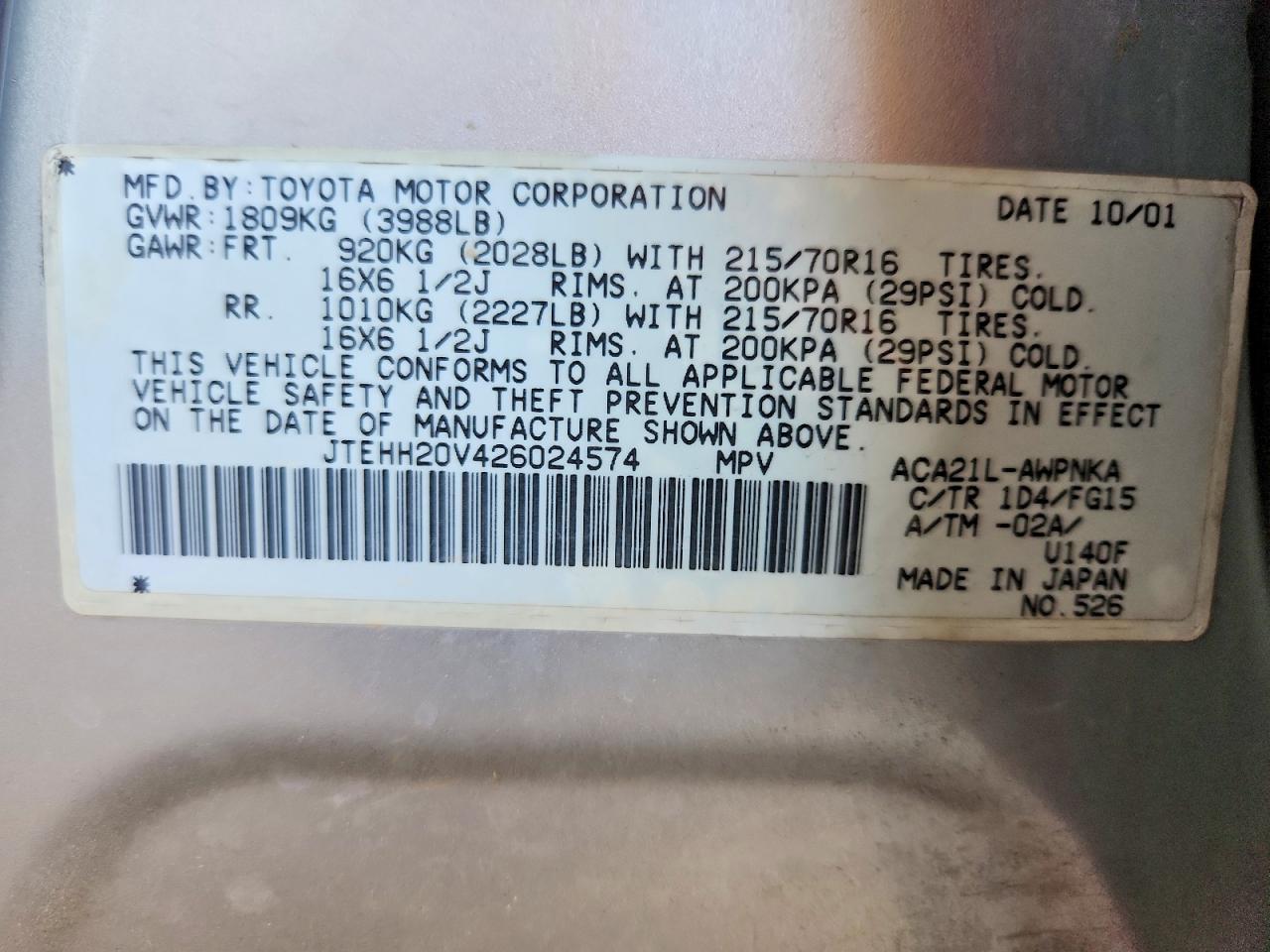 2002 TOYOTA RAV4
