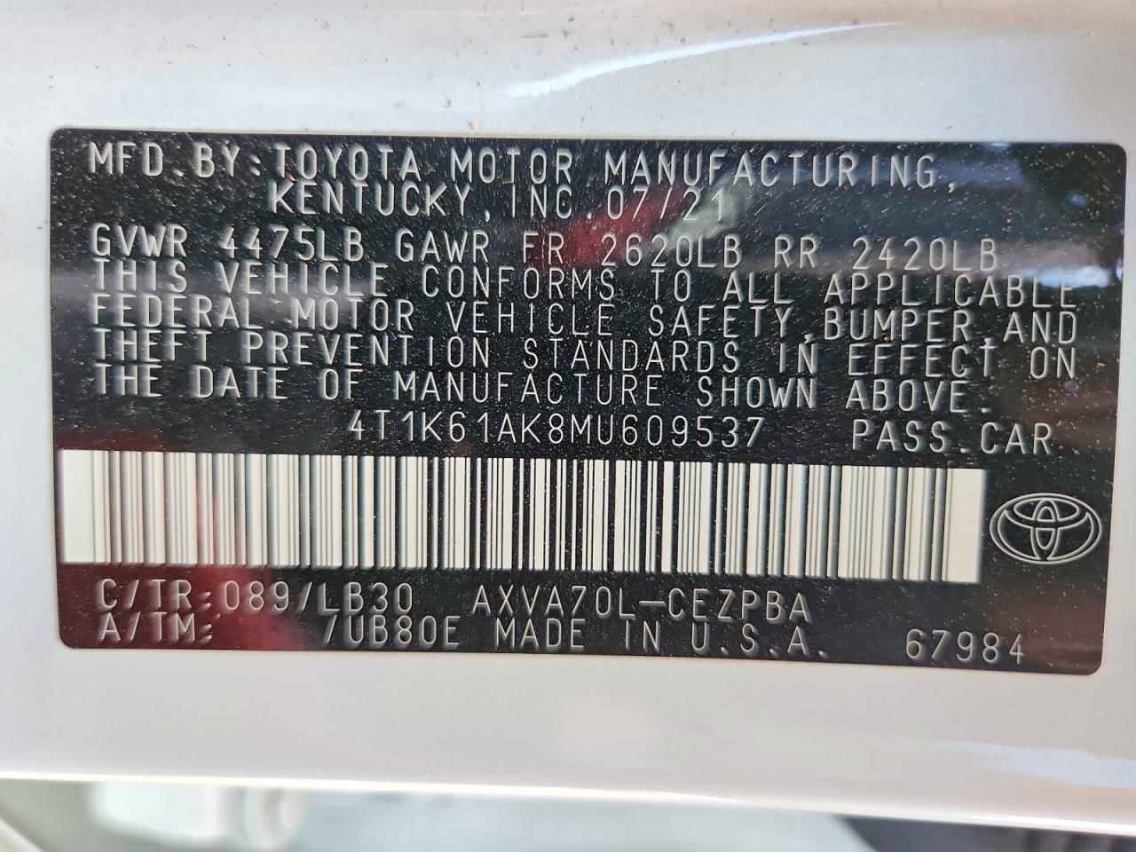 2021 TOYOTA CAMRY