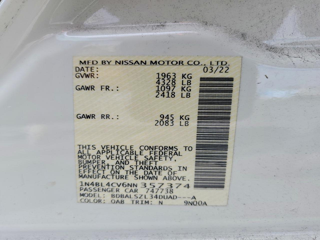 2022 NISSAN ALTIMA