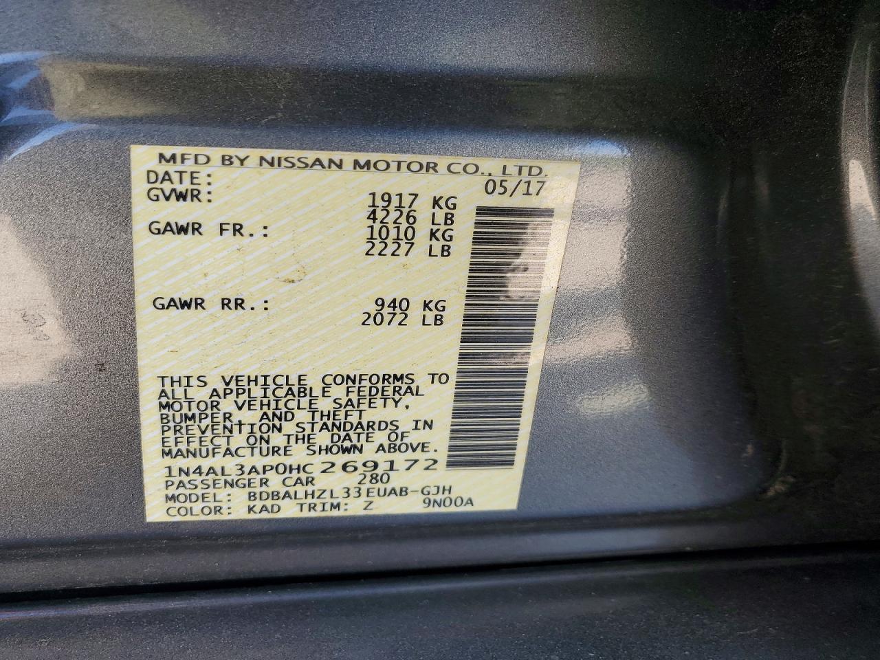 2017 NISSAN ALTIMA