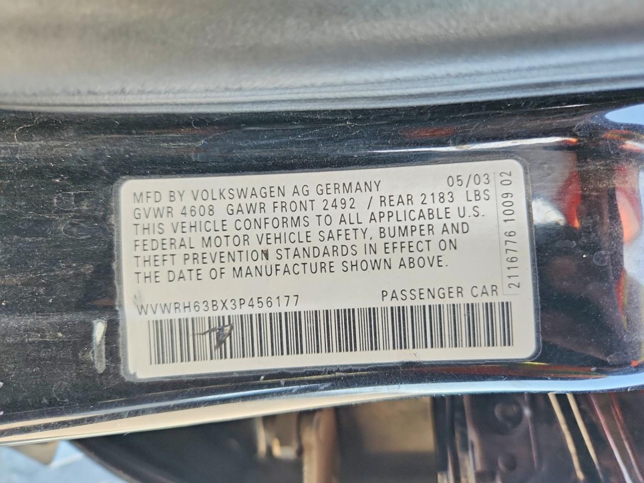 2003 VOLKSWAGEN PASSAT