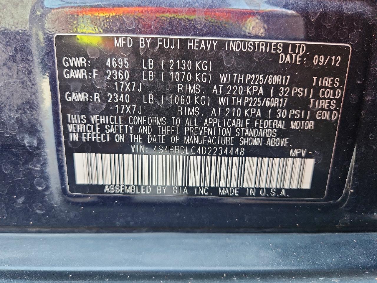 2013 SUBARU OUTBACK