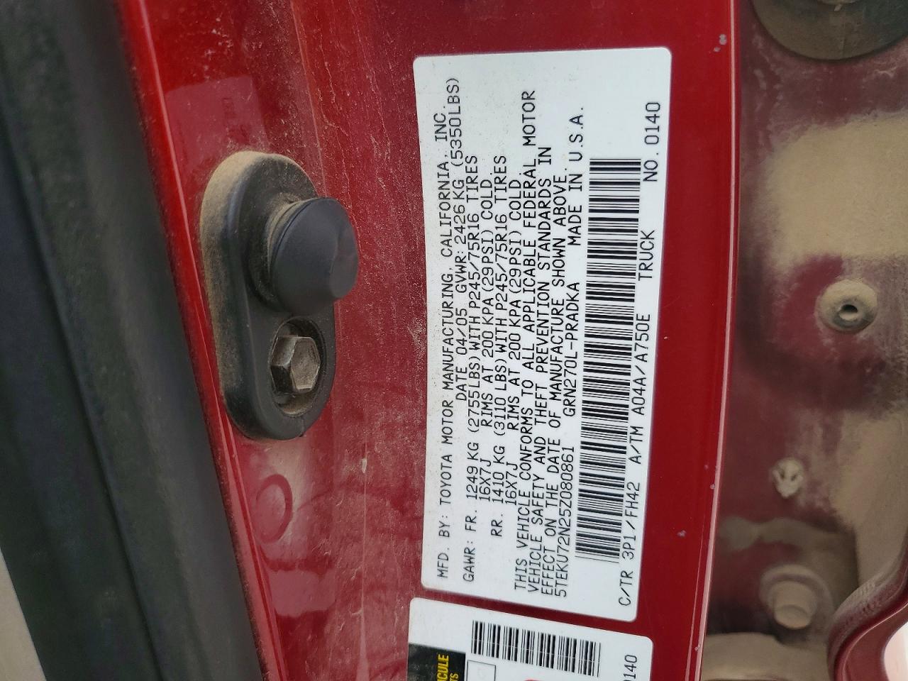 2005 TOYOTA TACOMA