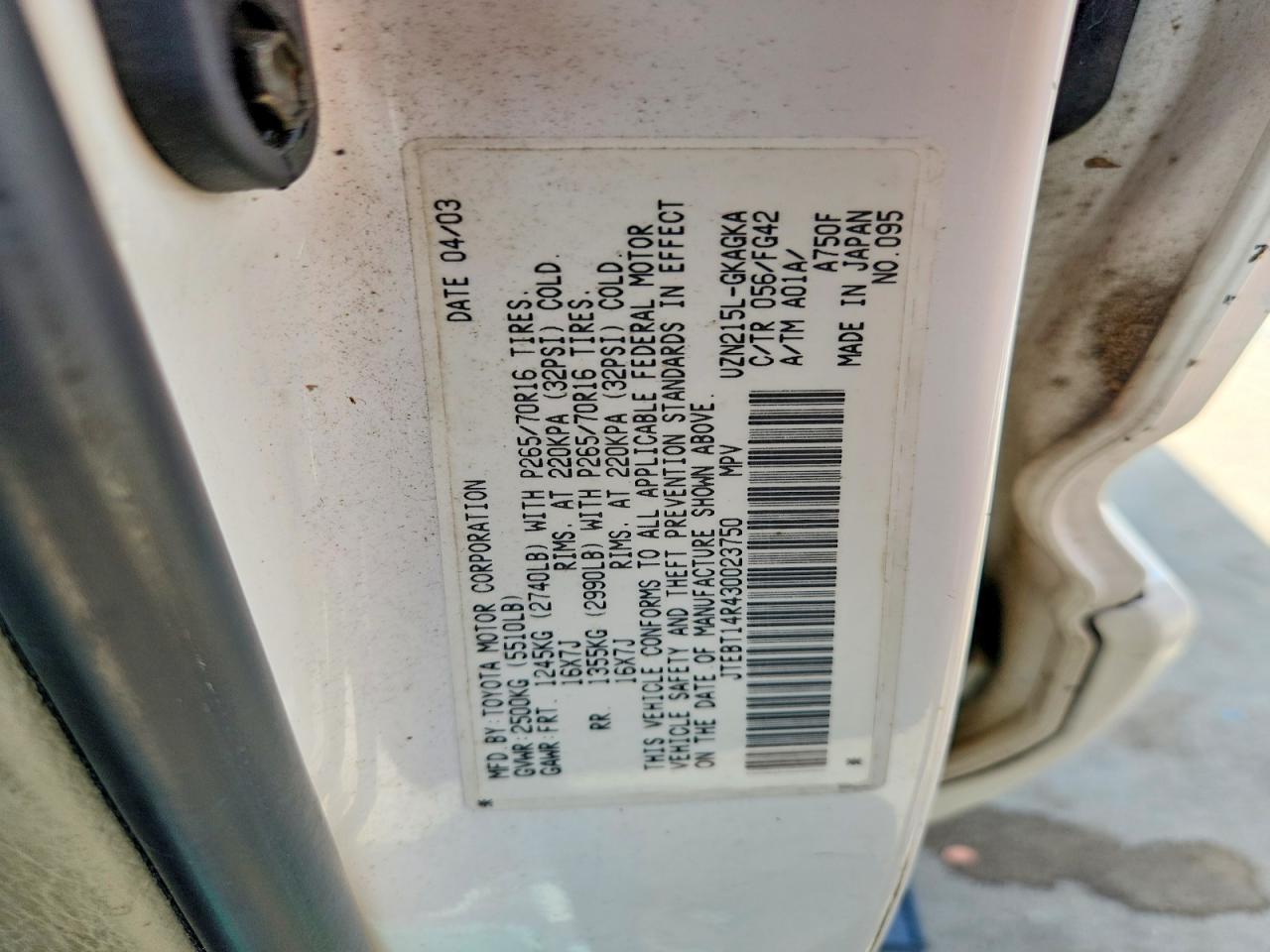 2003 TOYOTA 4RUNNER