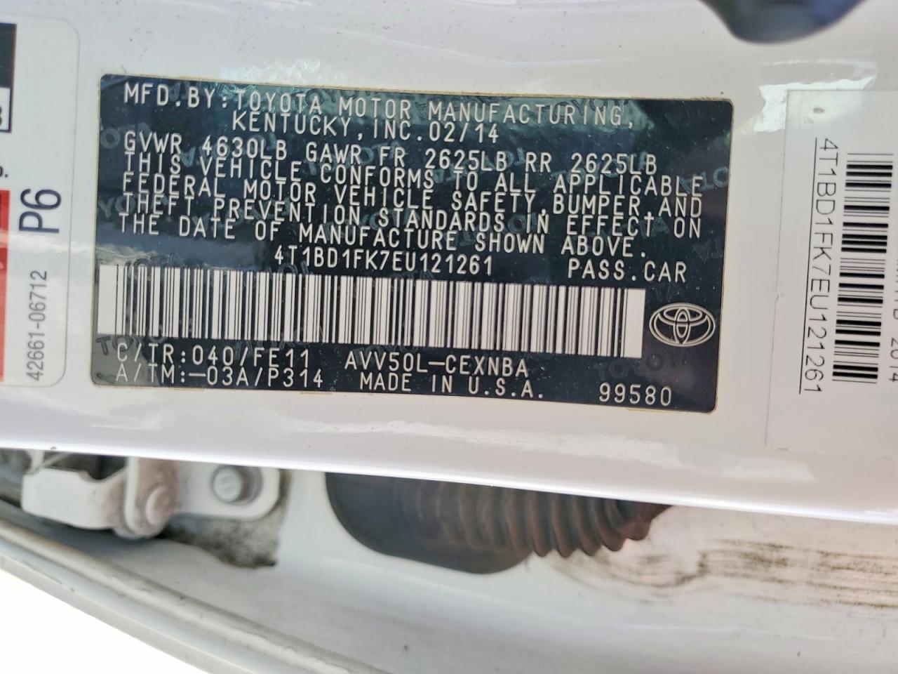 2014 TOYOTA CAMRY SOLA