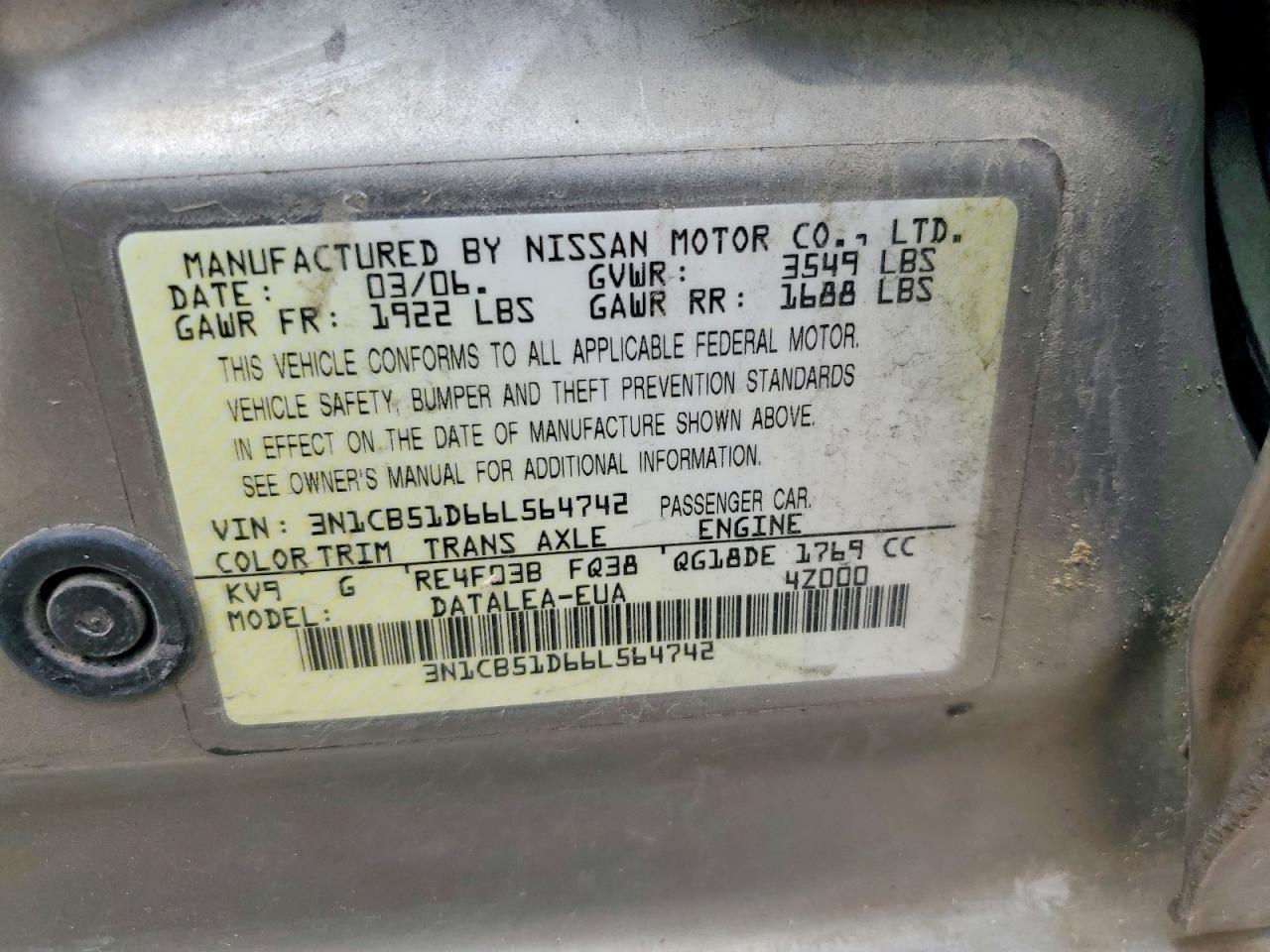 2006 NISSAN SENTRA