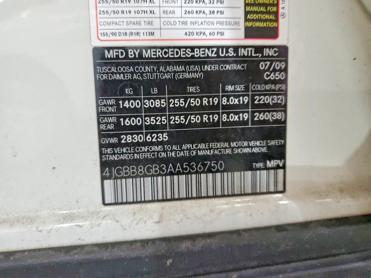 2010 MERCEDES BENZ M-CLASS