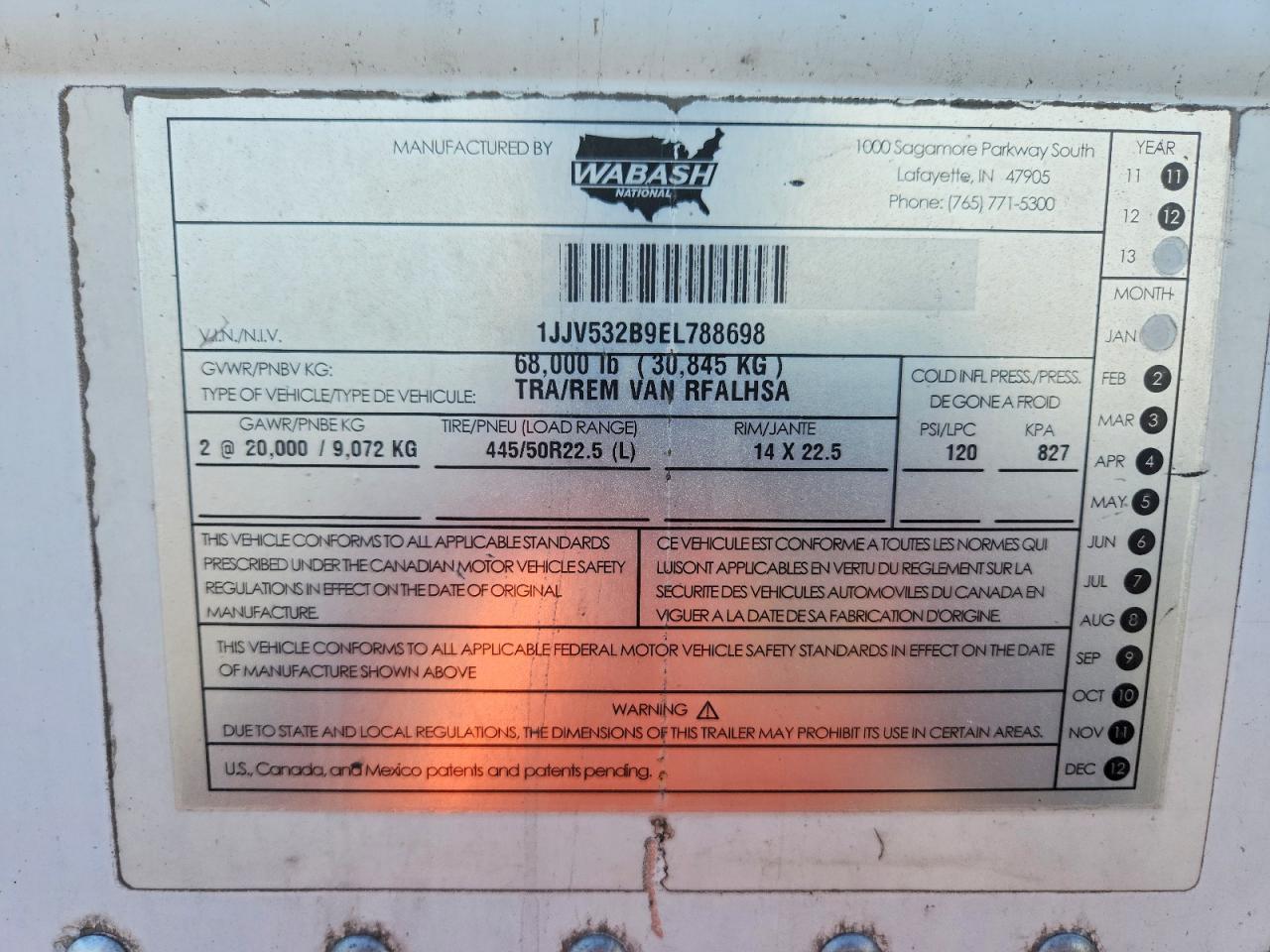 2014 WABASH REEFER REEFER TRL