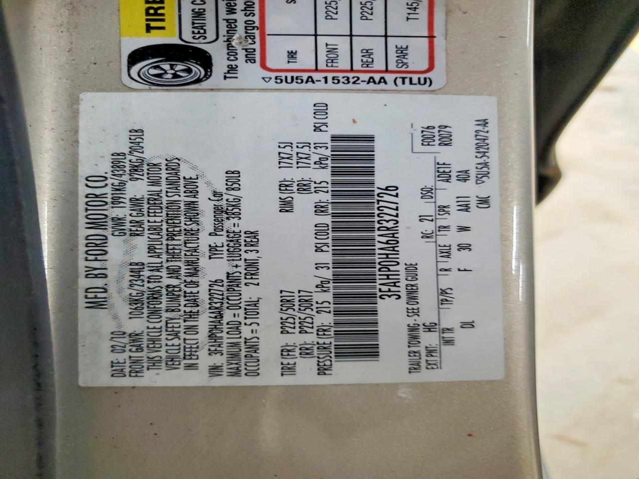 2010 FORD FUSION