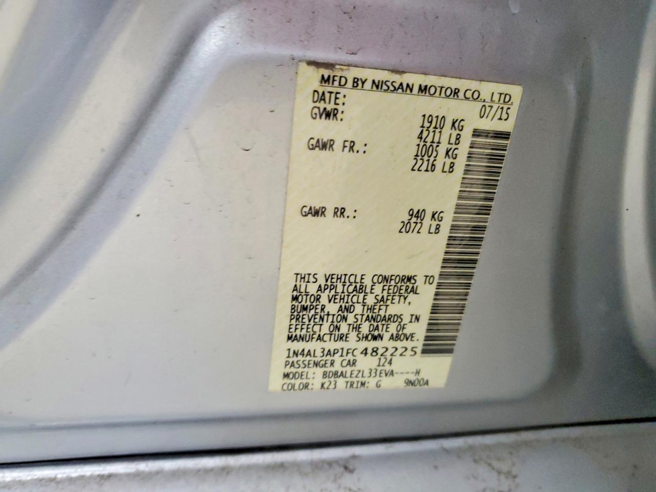 2015 NISSAN ALTIMA