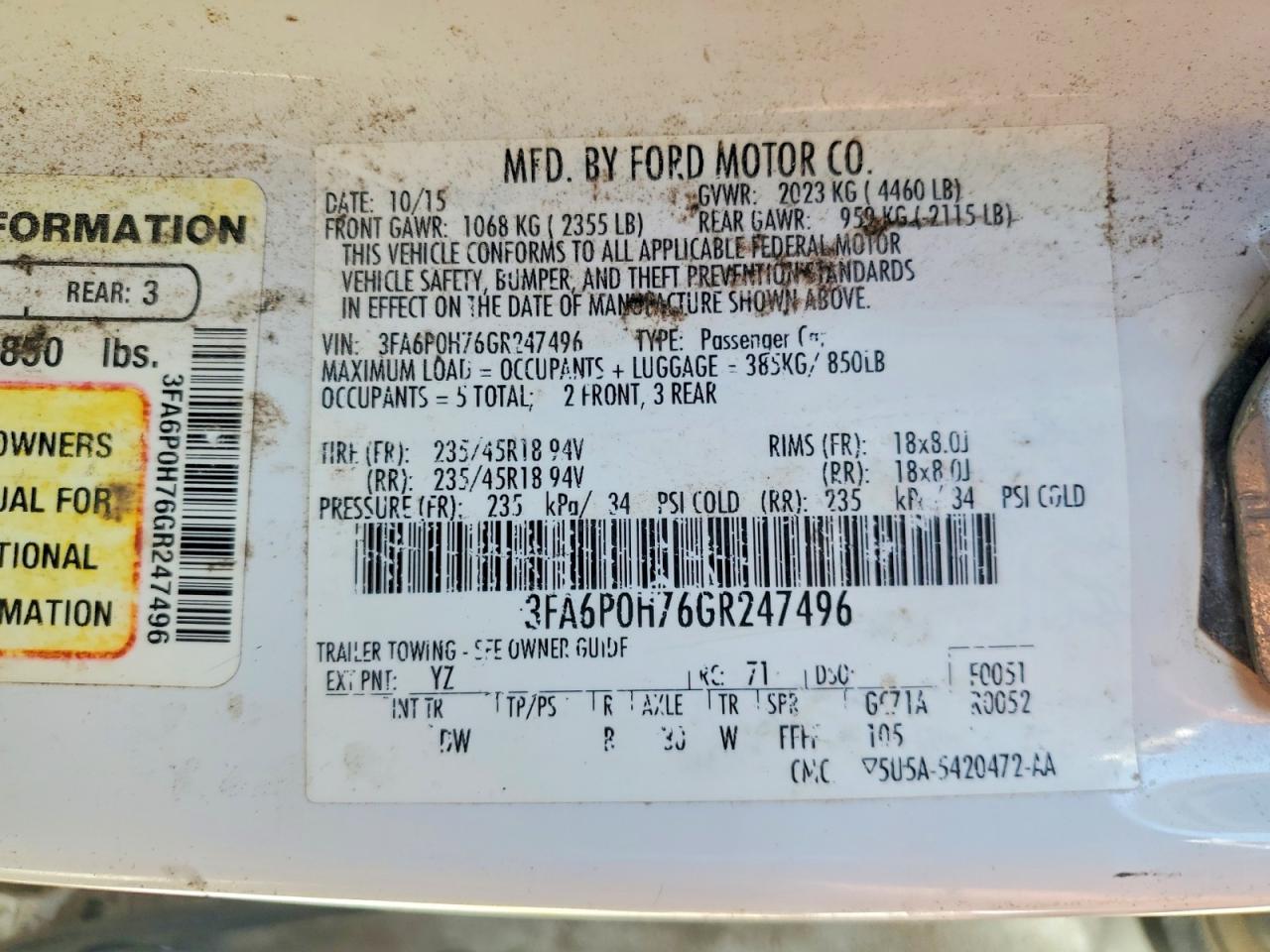 2016 FORD FUSION