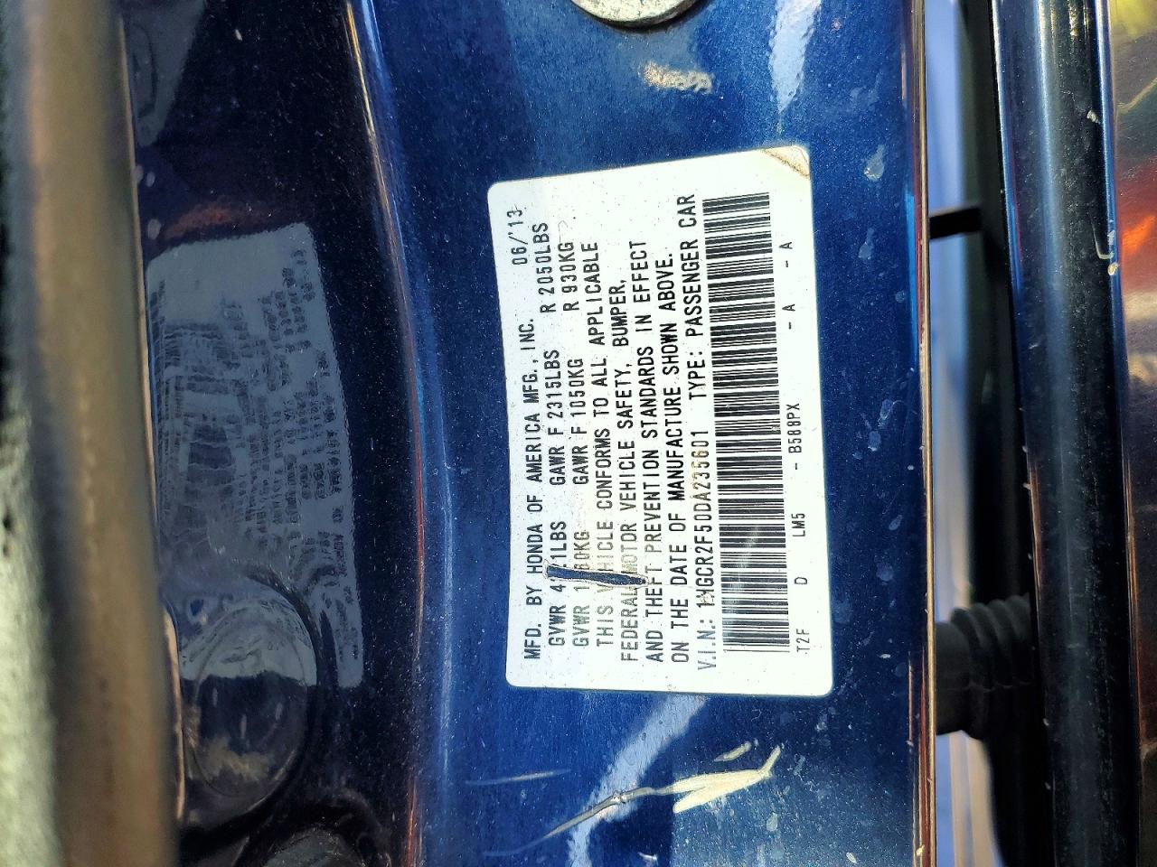 2013 HONDA ACCORD