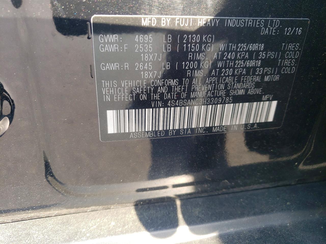 2017 SUBARU OUTBACK