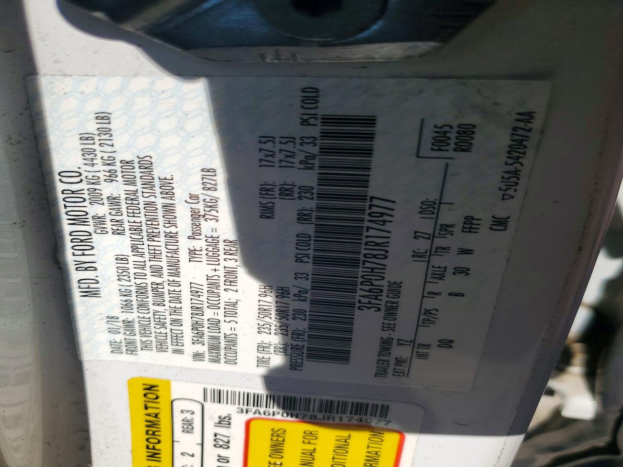 2018 FORD FUSION
