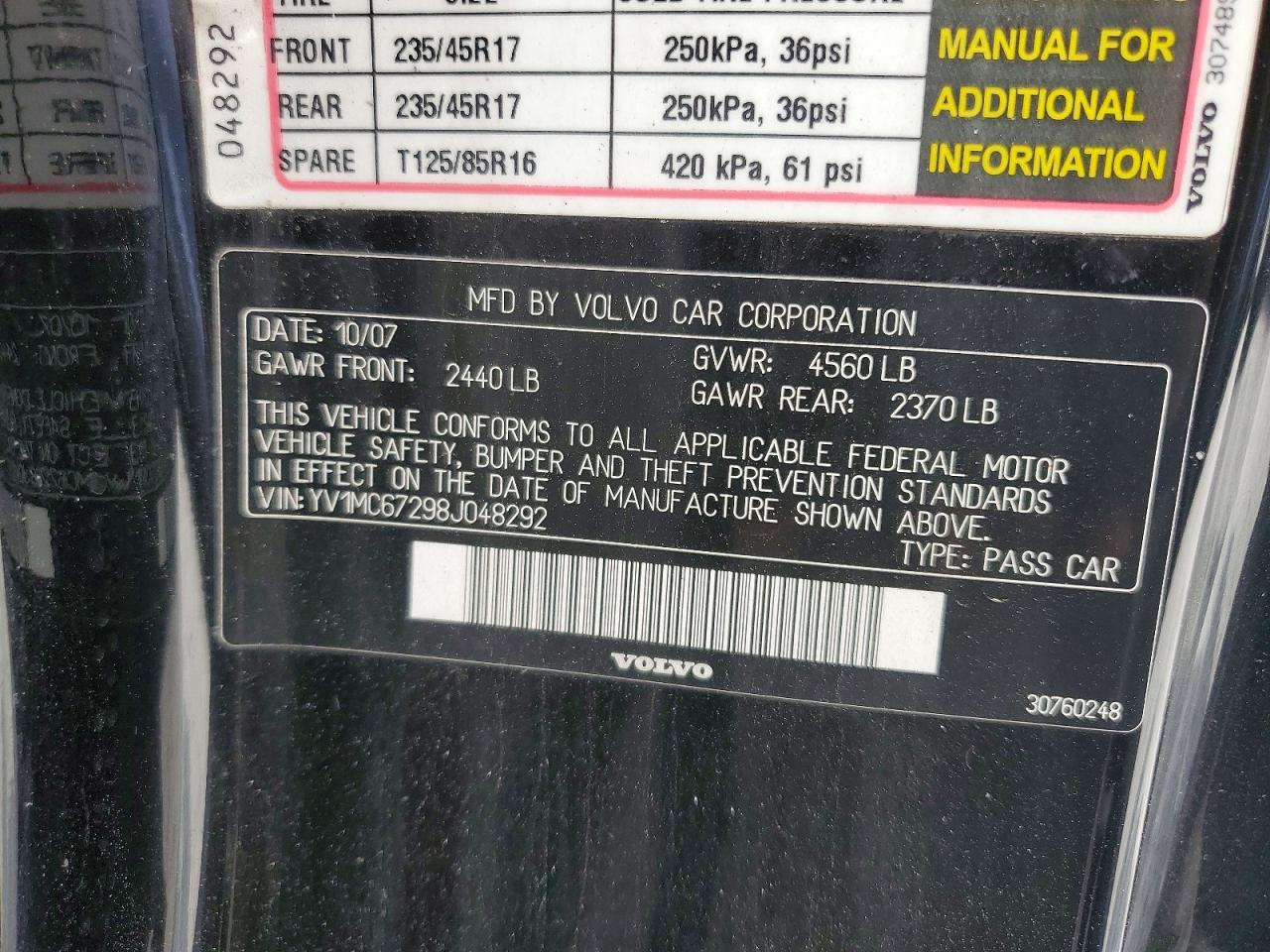 2008 VOLVO C70