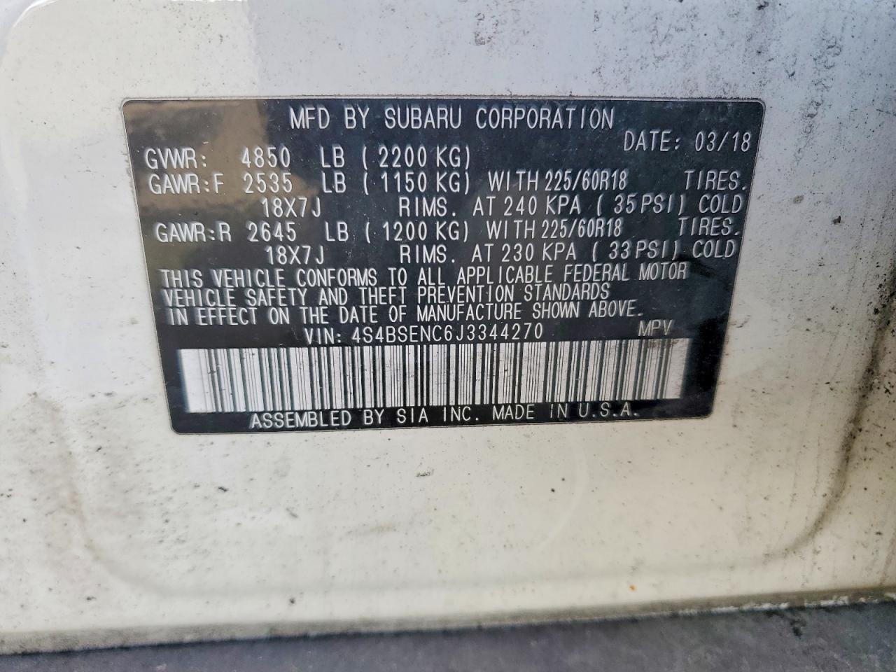 2018 SUBARU OUTBACK