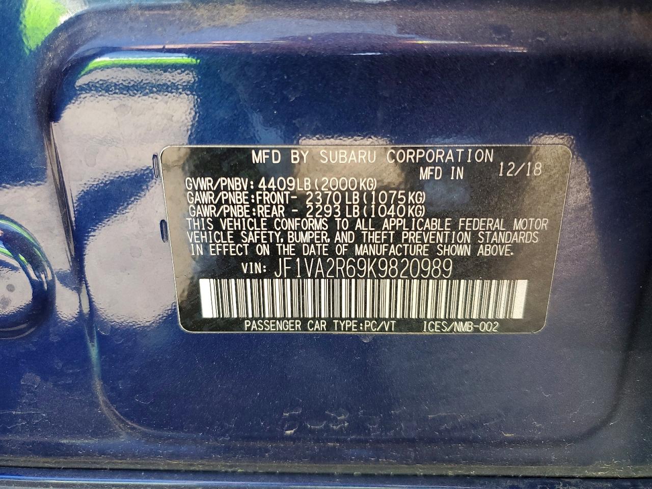 2019 SUBARU WRX